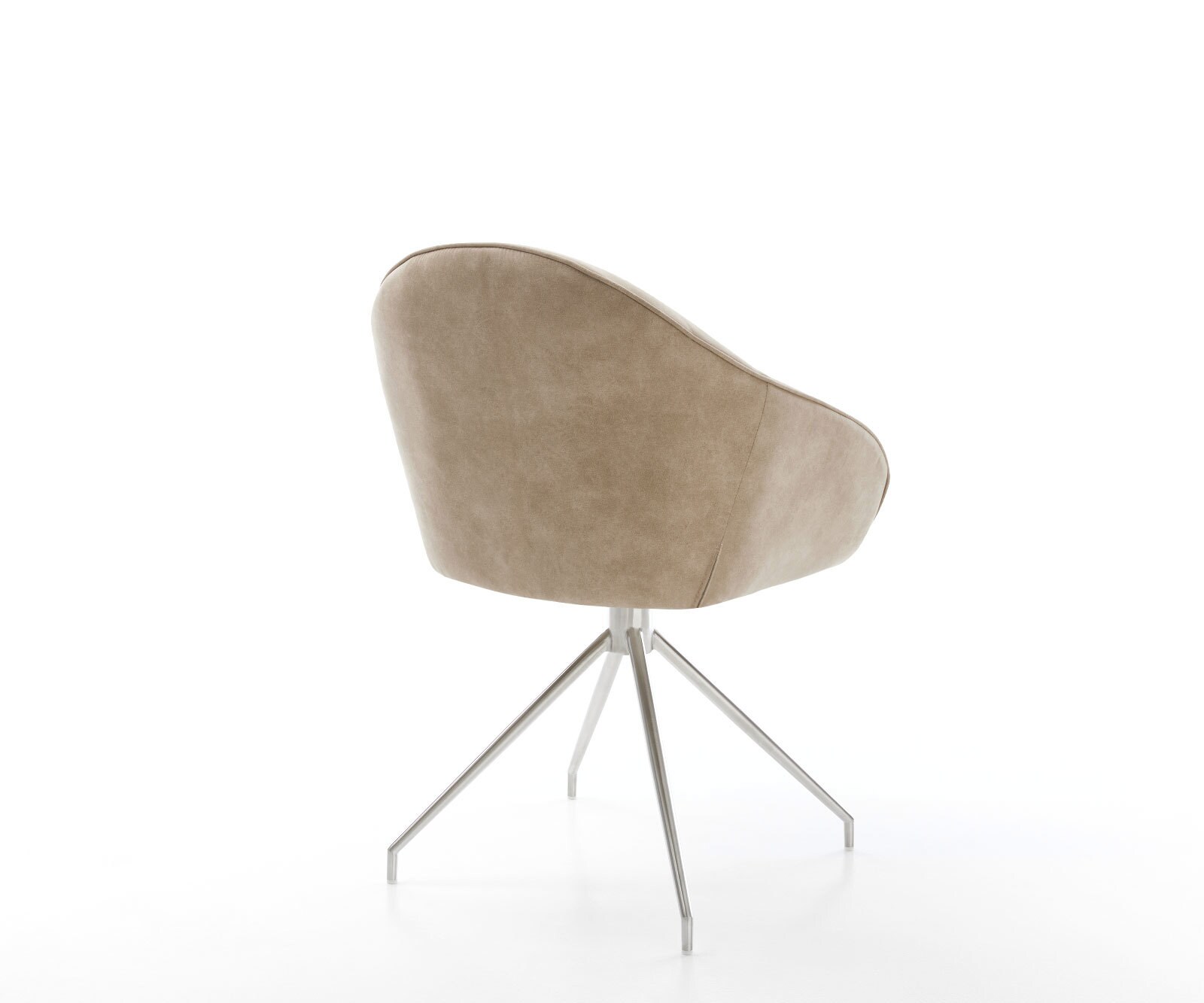Chaise-de-salle-à-manger Gaio-Flex microvelours beige vintage pied croisé conique acier inoxydable brossé 4