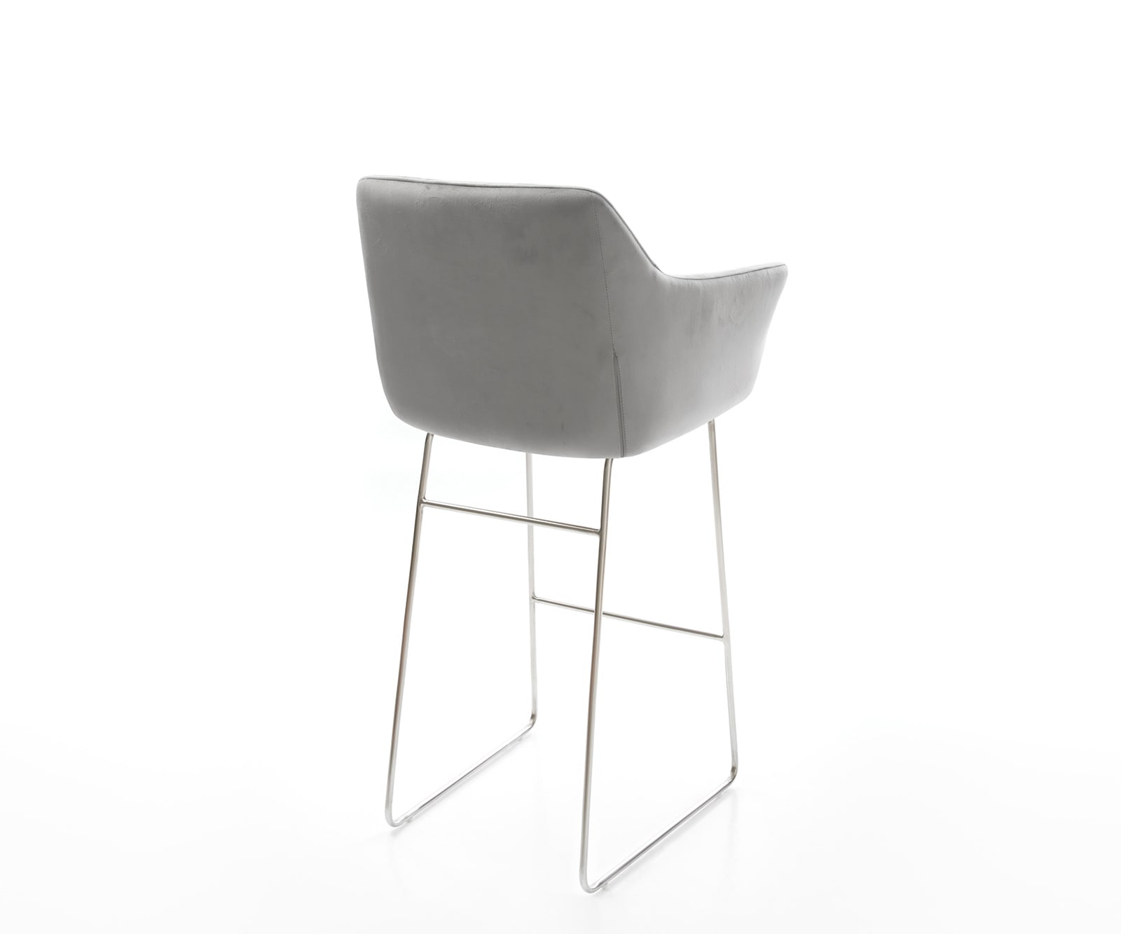 Chaise-de-bar Yulo-Flex velours gris cadre de patins acier inoxydable 5
