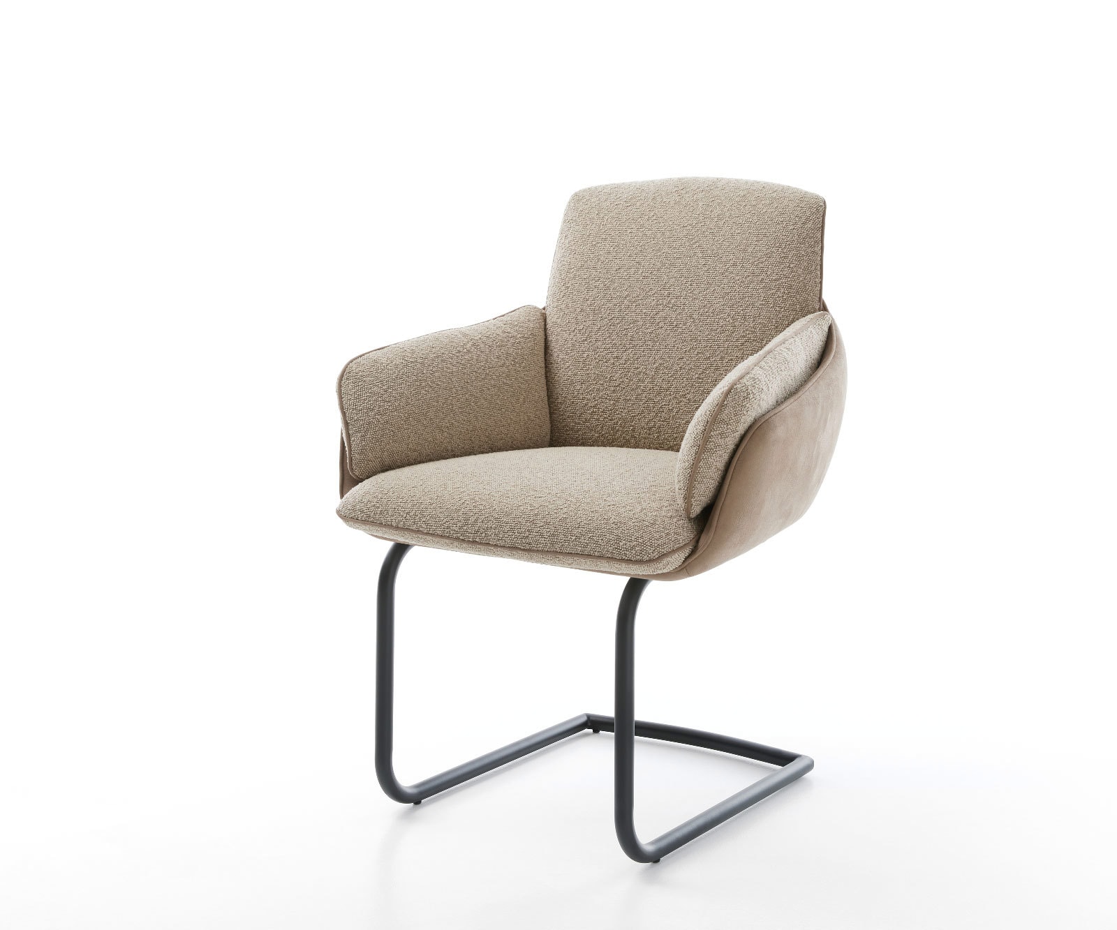 Cantilever Luan-Flex avec accoudoirs tissu mixte couleur boue pied cantilever rond noir Cantilever Luan-Flex avec accoudoirs tissu mixte couleur boue pied cantilever rond noir