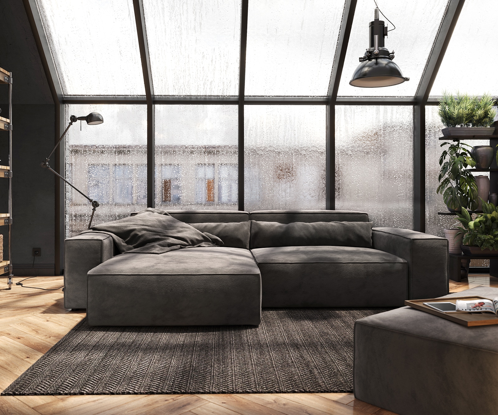 Canapé d'angle Sirpio XL 270x170 cm Microfibre Marron Kaki Recamiere variable avec Tabouret 1 Canapé d'angle Sirpio XL 270x170 cm Microfibre Marron Kaki Recamiere variable avec Tabouret 1