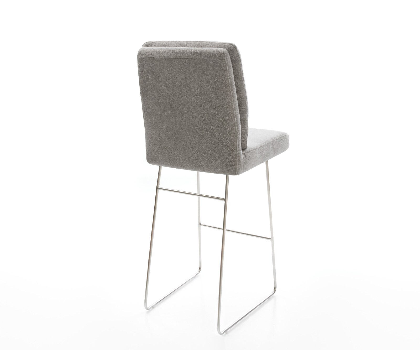 Chaise-de-bar Pela-Flex Tissu structuré doux Gris Pied trapèze acier inoxydable Argent 5