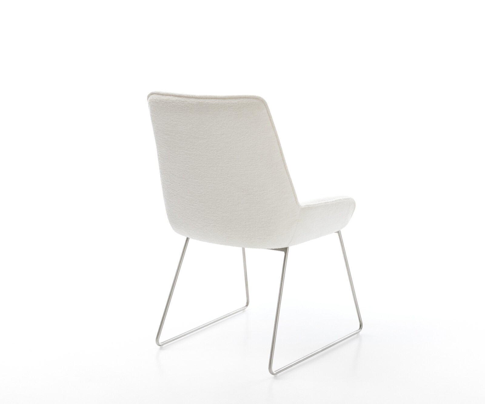Chaise-de-salle-à-manger Taimi-Flex bouclé doux beige pied trapèze acier inoxydable 5