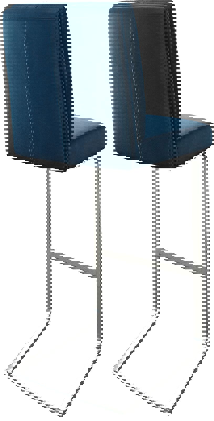 Chaise-de-bar Pela-Flex velours bleu chaise cantilever acier plat inoxydable 4