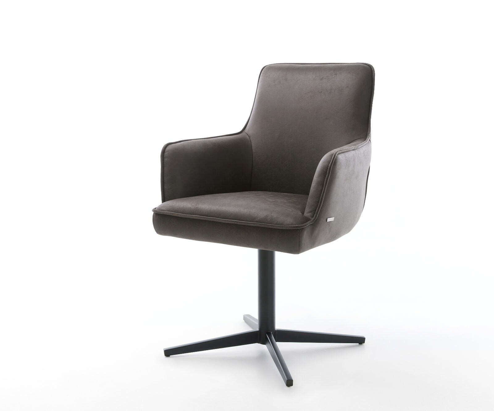 Chaise-pivotante Heira-Flex avec accoudoirs microvelours anthracite vintage pied de chaise 4 branches noir pivotement sur 360° ressorts ensachés