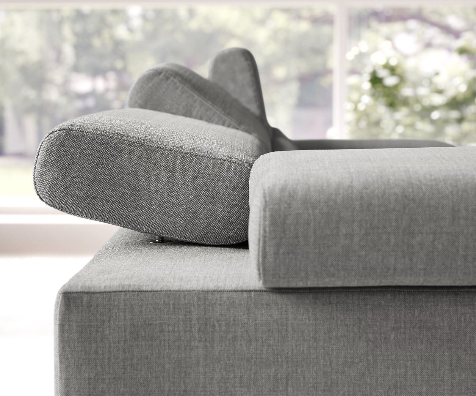 Canapé-d'angle Floyd 300x230 gris argenté ottoman droite réglage d'appui tête de W. Schillig 4