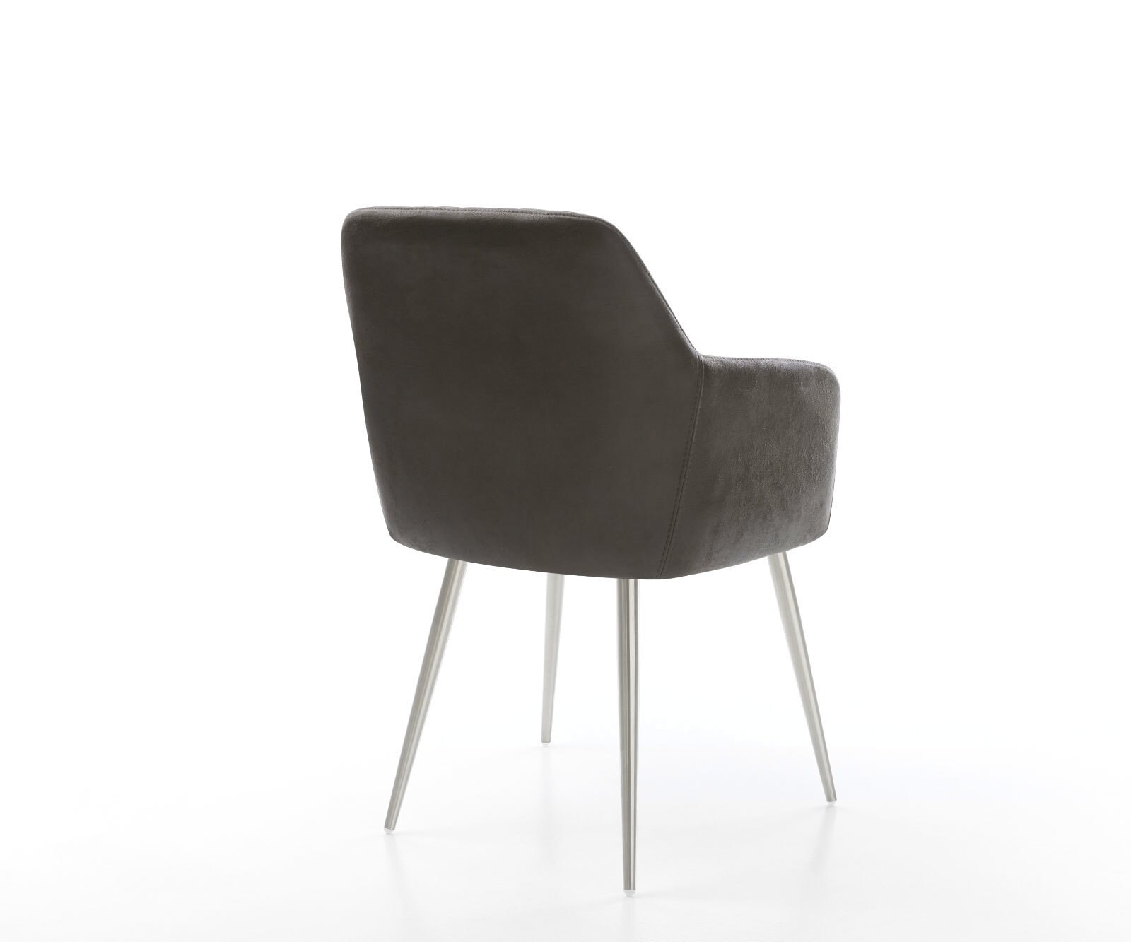 Chaise-de-salle-à-manger Greg-Flex microvelours anthracite vintage 4 pieds coniques acier inoxydable brossé ressorts ensachés 4