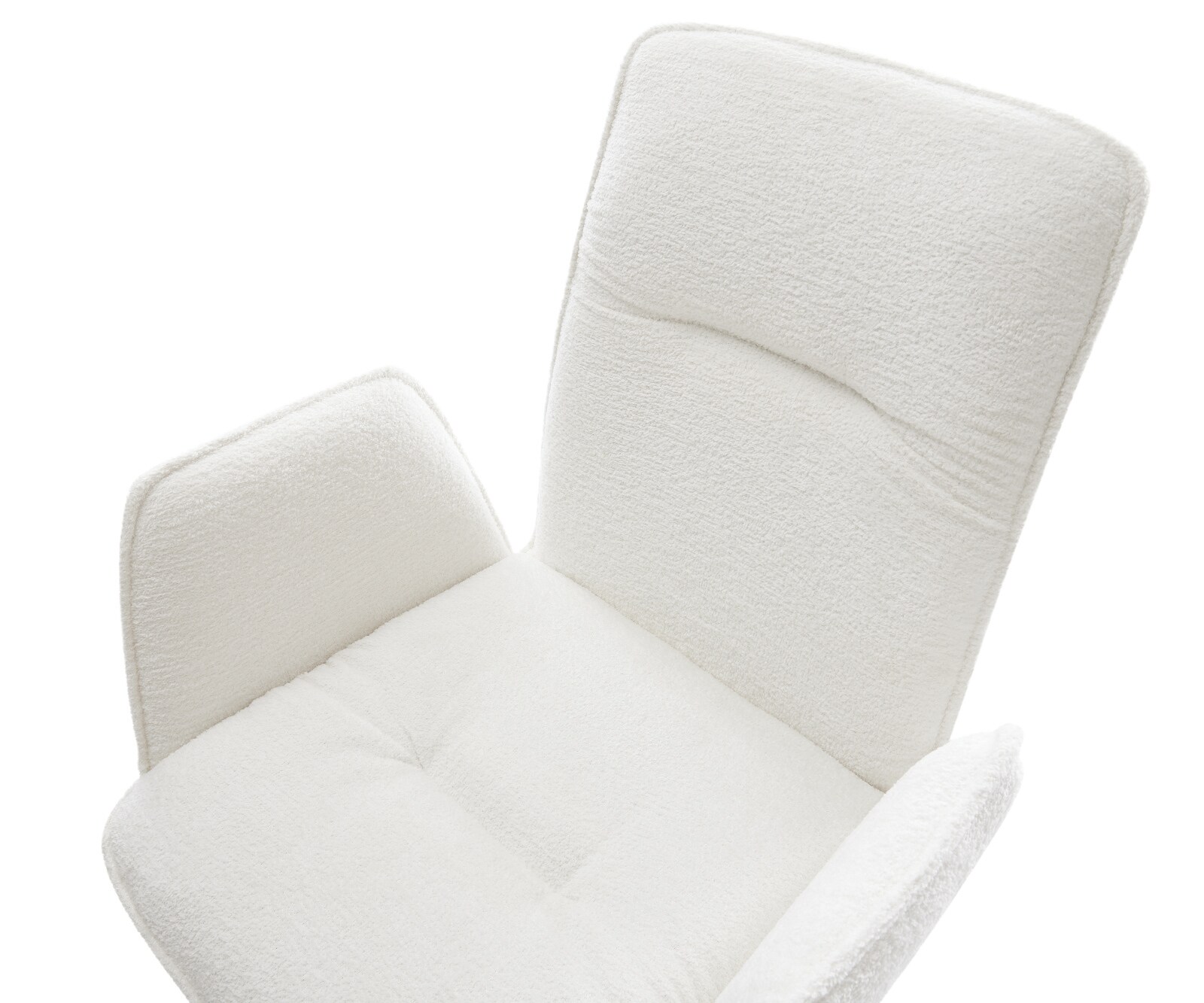Chaise-pivotante Vinja-Flex bouclé doux beige pied croisé large aspect titane pivotement sur 360° fonction bascule 4