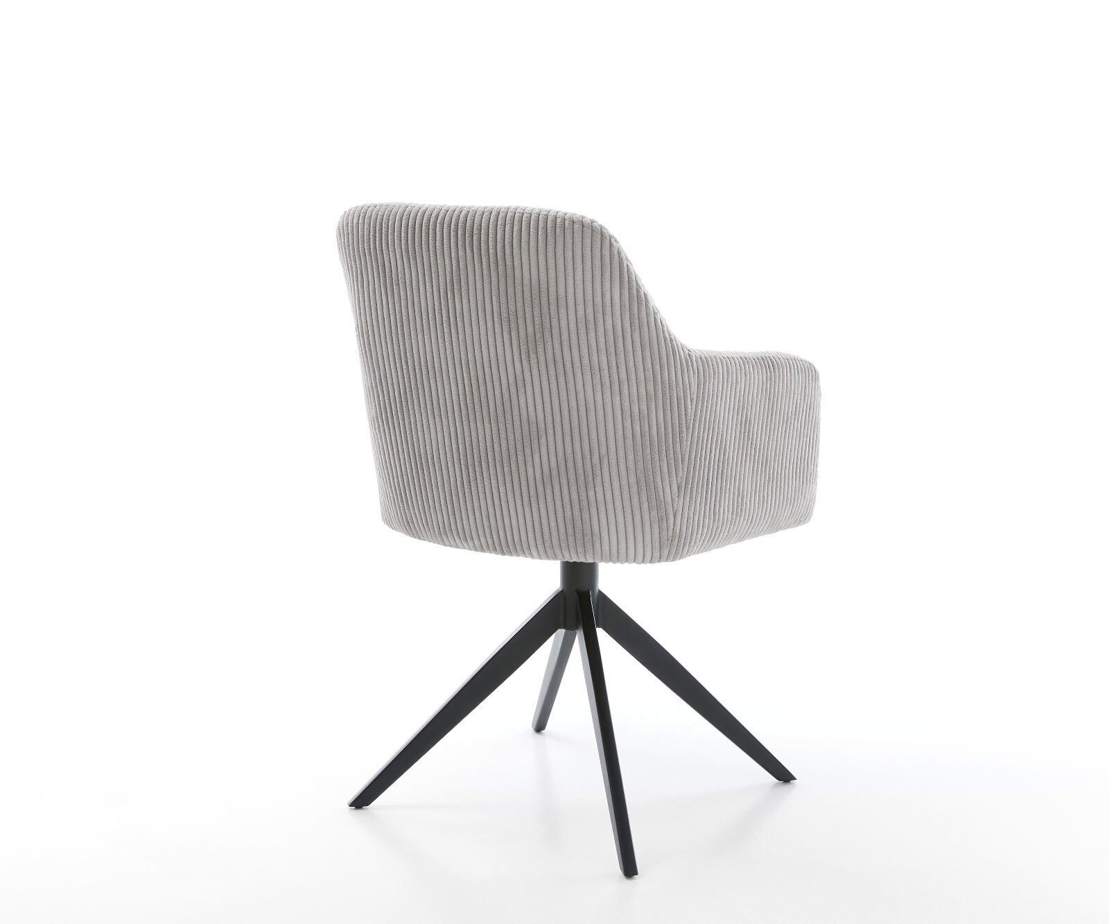 Chaise-pivotante Greg-Flex côtelé gris argenté pied croisé large noir pivotement sur 360° fonction bascule ressorts ensachés 4