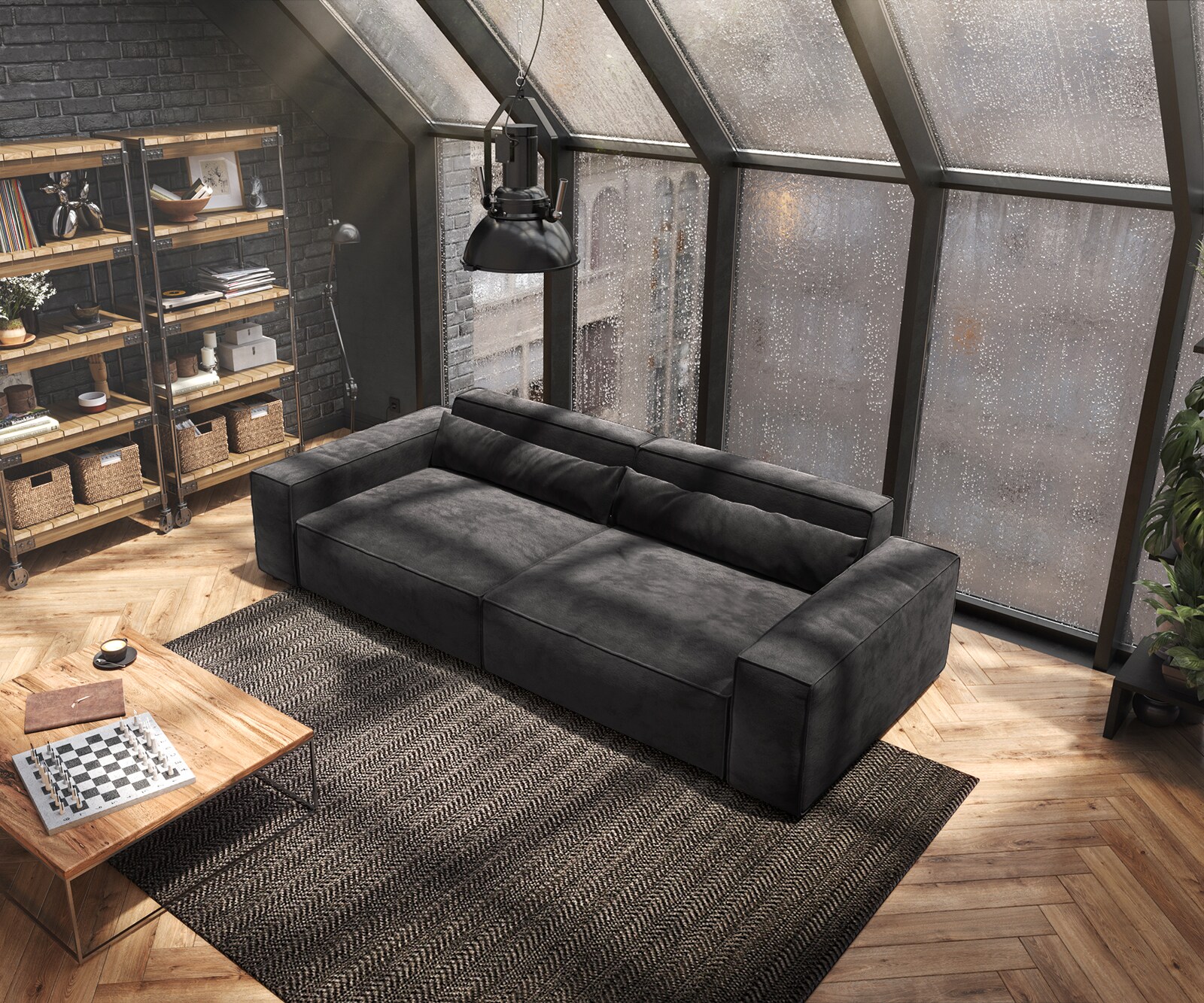 Grand Canapé Sirpio XL 270x130 cm Microfibre Noir 3