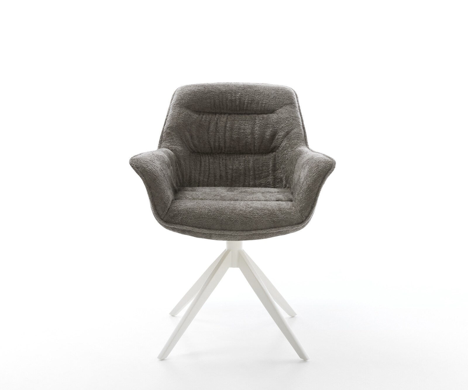 Chaise-pivotante Kaira-Flex bouclé doux couleur boue pied croisé large blanc pivotement sur 360° fonction bascule 1