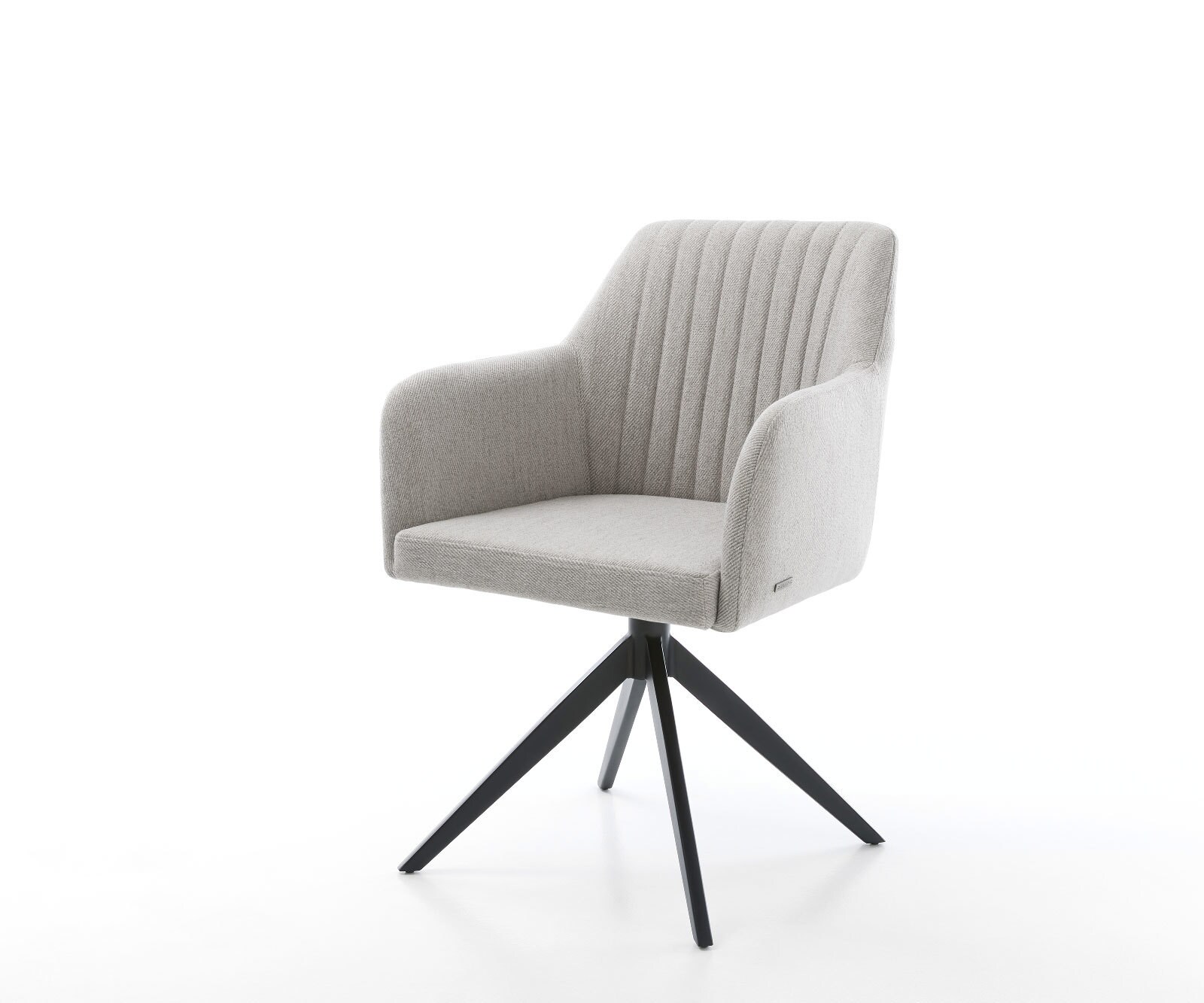 Chaise-de-salle-à-manger Greg-Flex rayures gris clair pied croisé large noir ressorts ensachés