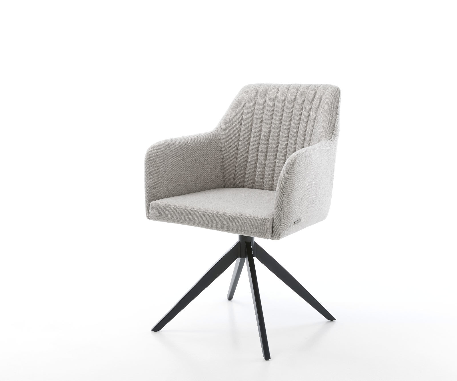 Chaise-de-salle-à-manger Greg-Flex rayures gris clair pied croisé large noir ressorts ensachés Chaise-de-salle-à-manger Greg-Flex rayures gris clair pied croisé large noir ressorts ensachés