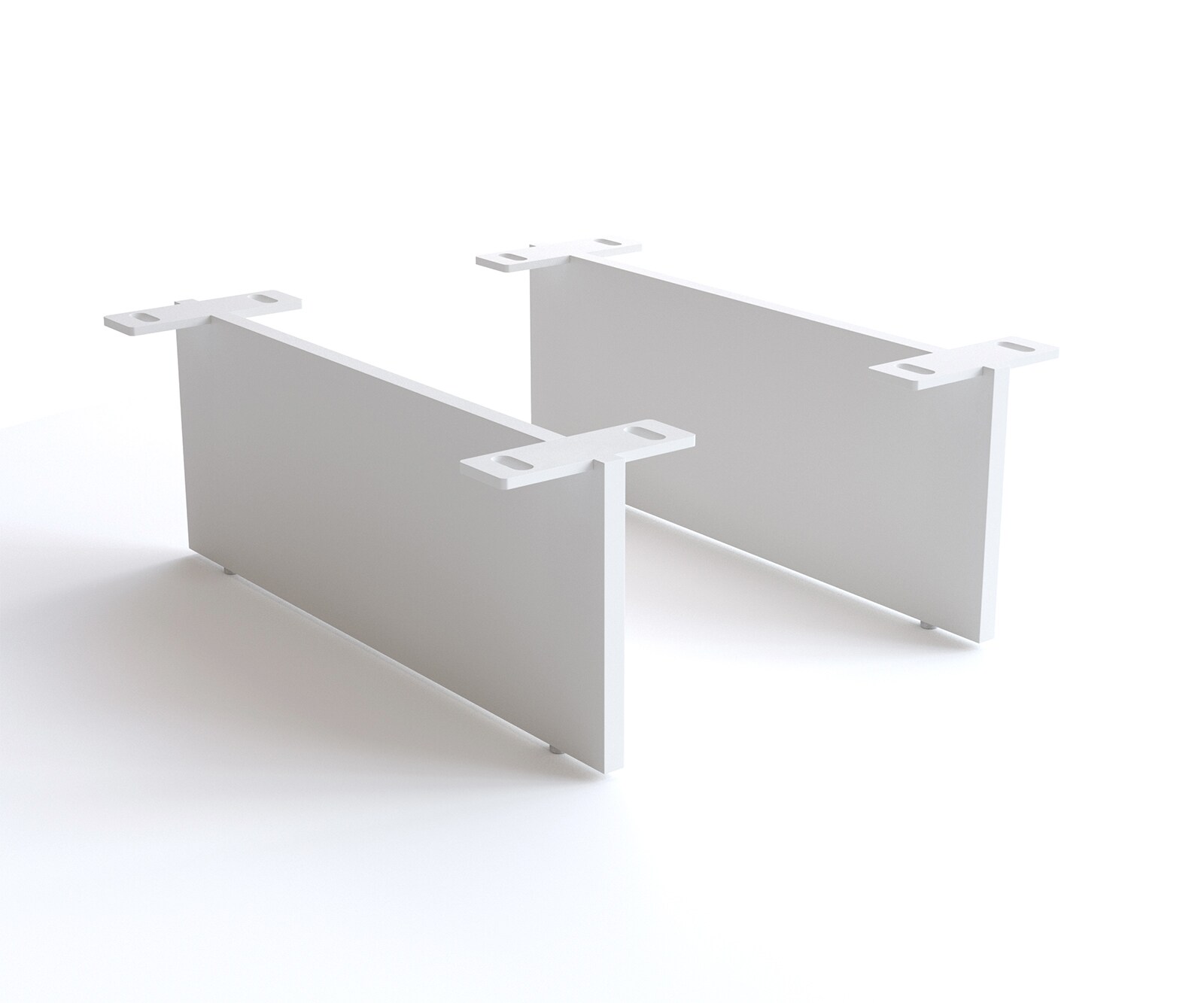 Pied effet suspendu en métal blanc 15 cm pour meubles de rangement d’une profondeur de 45 cm (lot de 2)