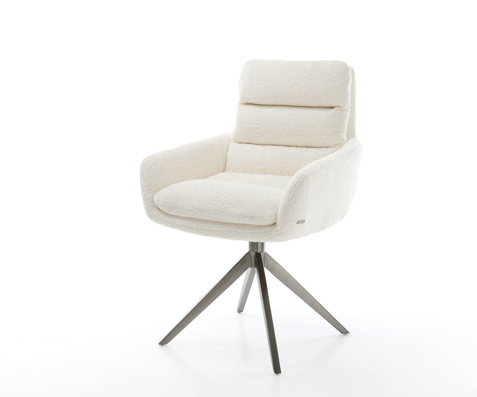 Chaise-pivotante Abelia-Flex mit Armlehnen bouclé blanc pied croisé large grafiete pivotement sur 360° fonction bascule