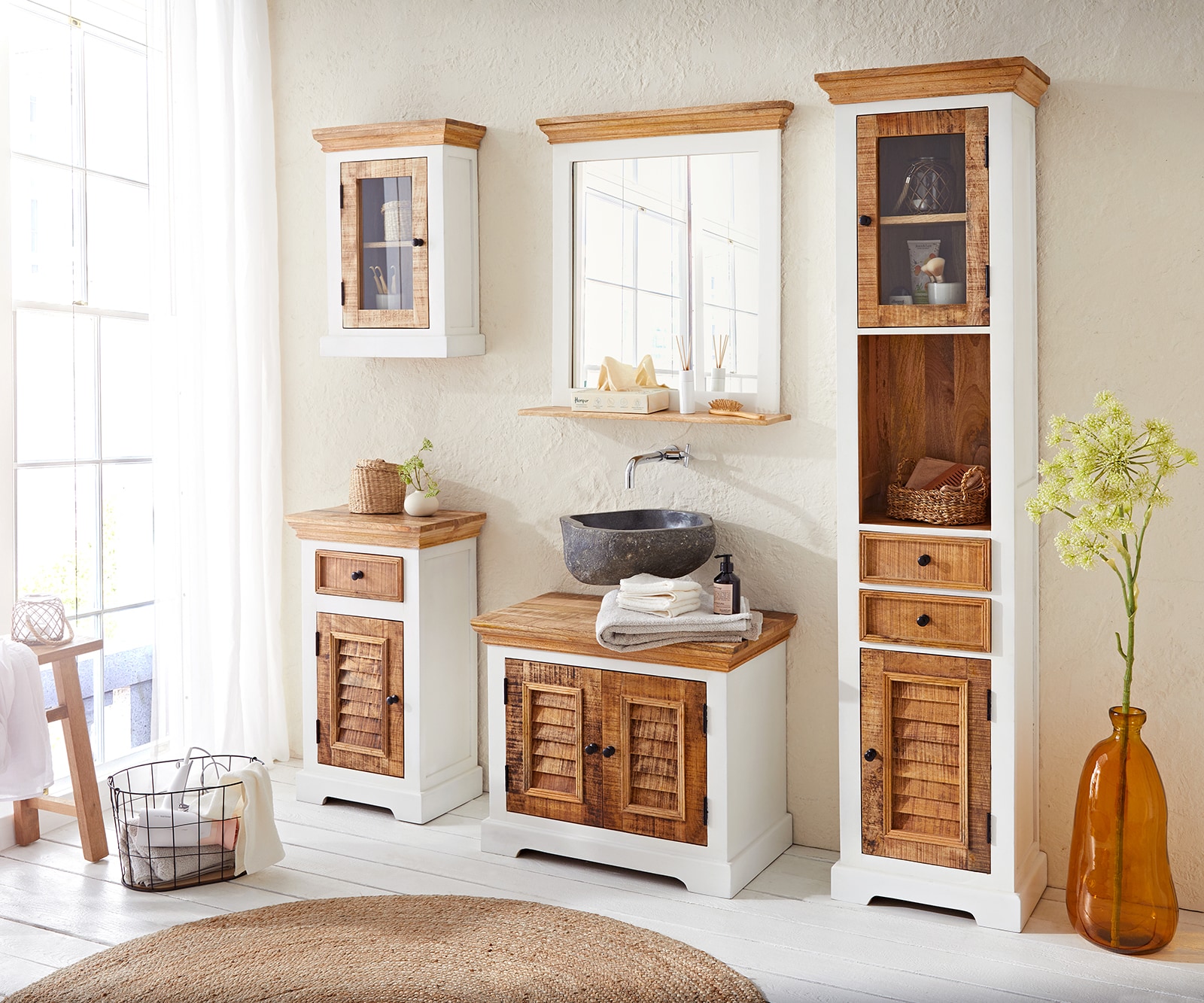 Armoire-haute Casa 45x190 cm Manguier Blanc Naturel 5 Armoire-haute Casa 45x190 cm Manguier Blanc Naturel 5