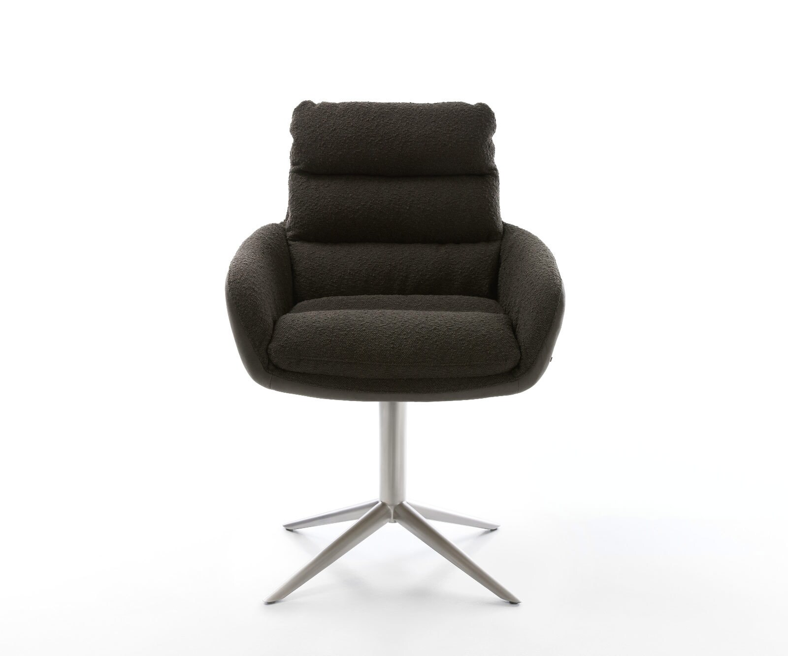 Chaise-pivotante Abelia-Flex avec accoudoirs tissu mixte noir pied de chaise 4 branches acier inoxydable brossé pivotement sur 360° fonction bascule 2