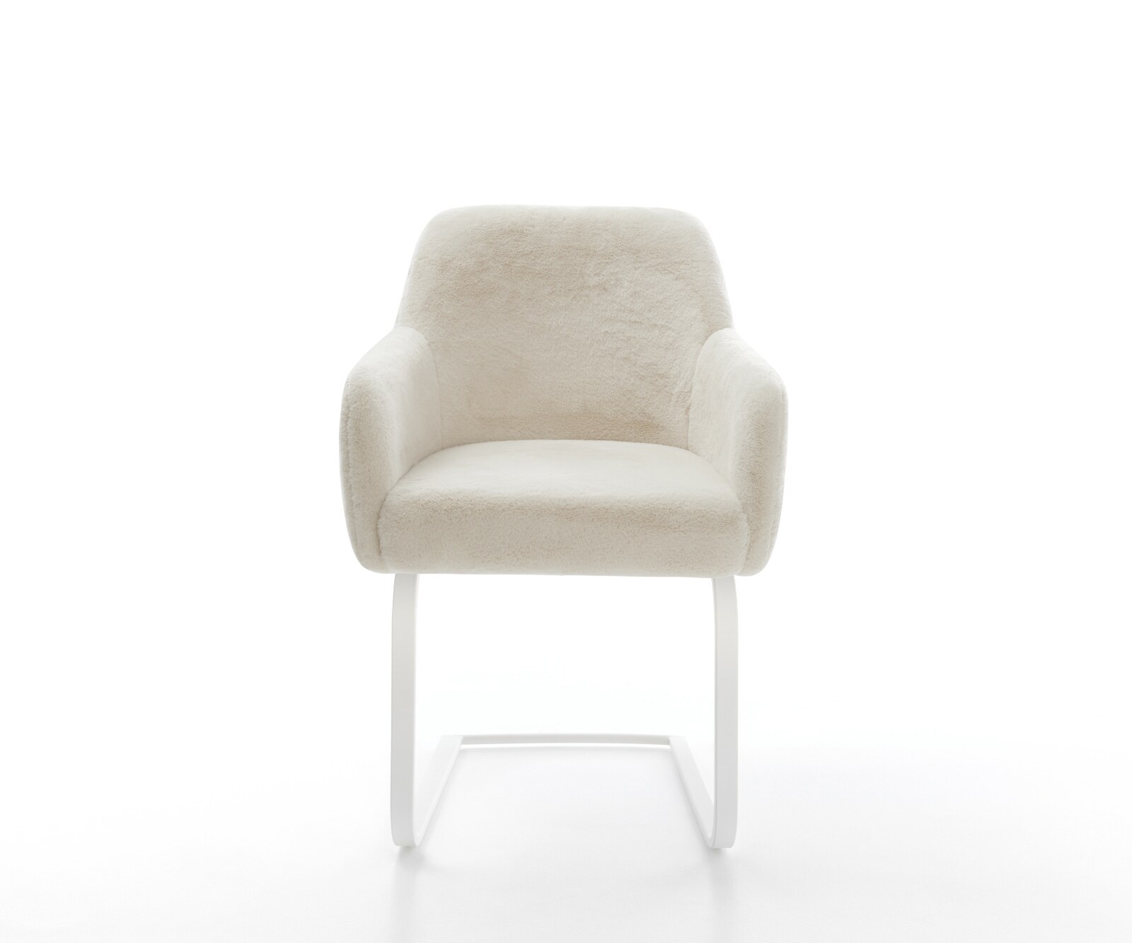 Cantilever Greg-Flex peluche crème-blanc pied cantilever plat blanc resorts ensachés 1