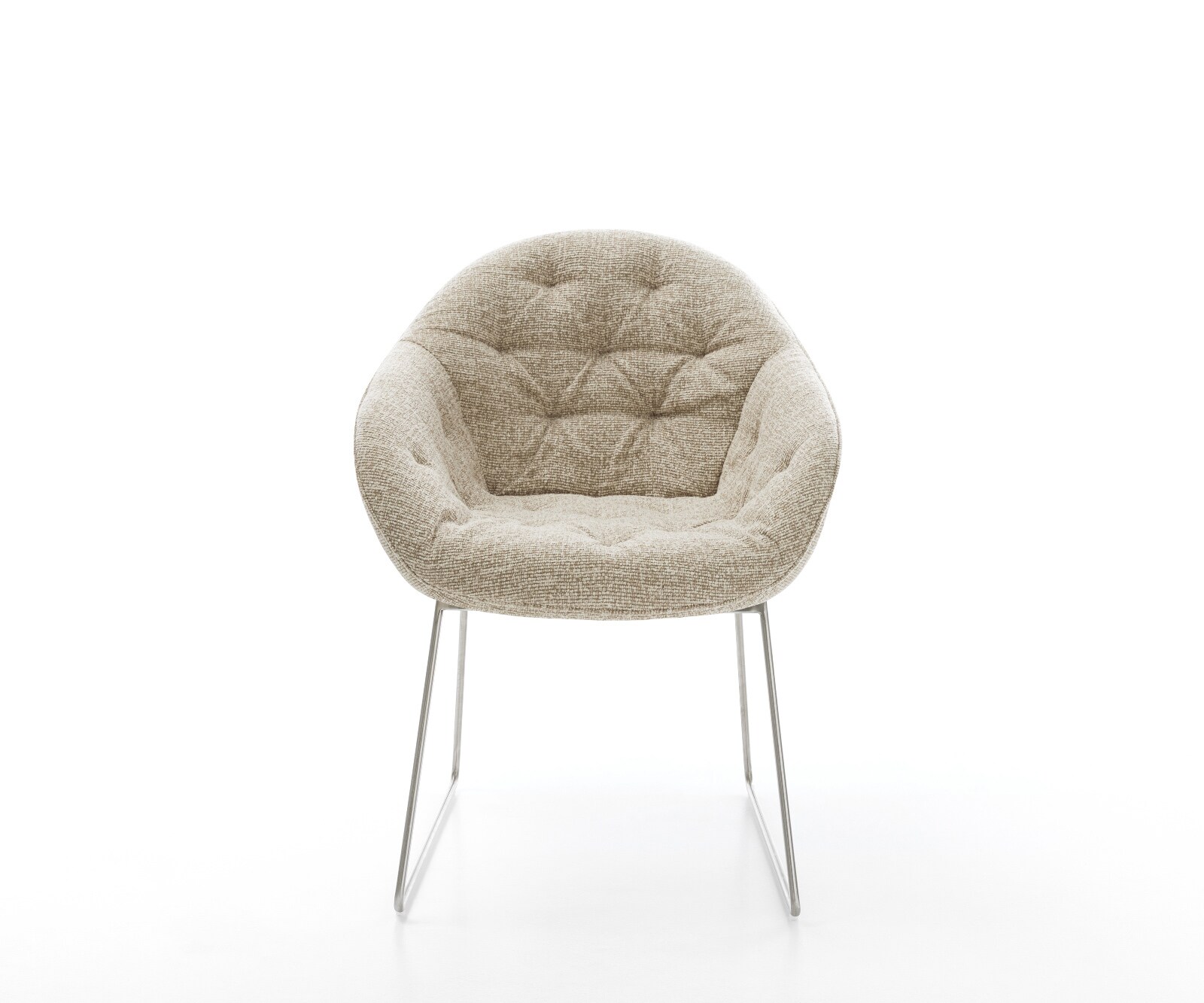 Chaise-de-salle-à-manger Gaio-Flex tissu tissé doux beige pied trapèze acier inoxydable 1
