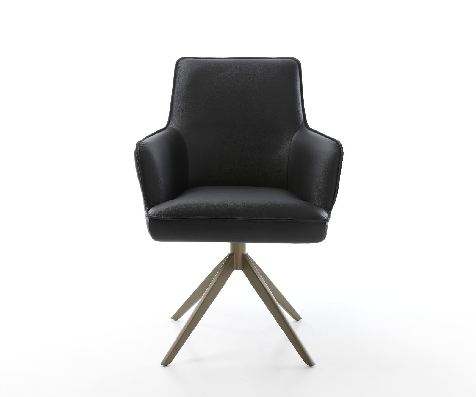 Chaise-pivotante Heira-Flex cuir de vache noir pied croisé large aspect titane pivotement sur 360° fonction bascule ressorts ensachés 1