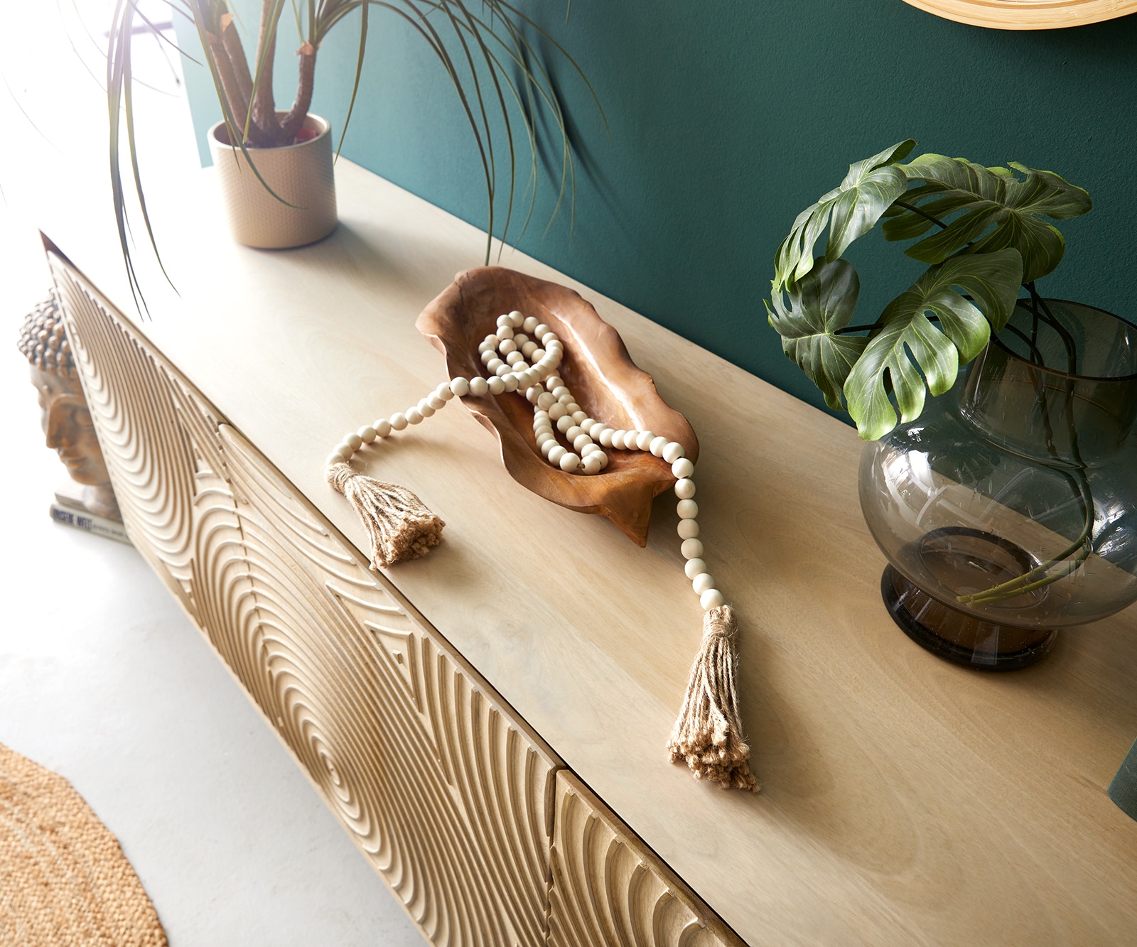 Buffet Budaya 150cm manguier Naturel 3 portes pieds coniques 4 Buffet Budaya 150cm manguier Naturel 3 portes pieds coniques 4