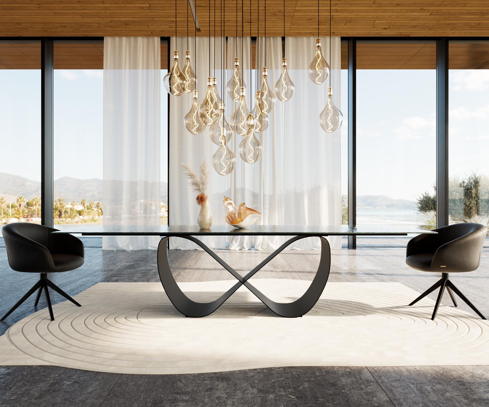 Piètement de table Infinity métal noir pour plateaux à partir de 240 cm 2