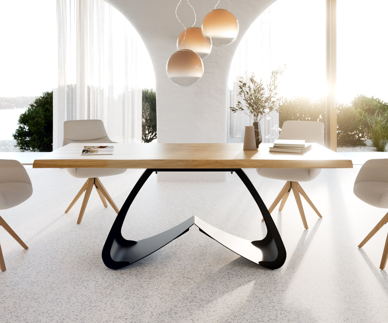 Cadre-W métal noir pour plateaux à partir de 200 cm 1