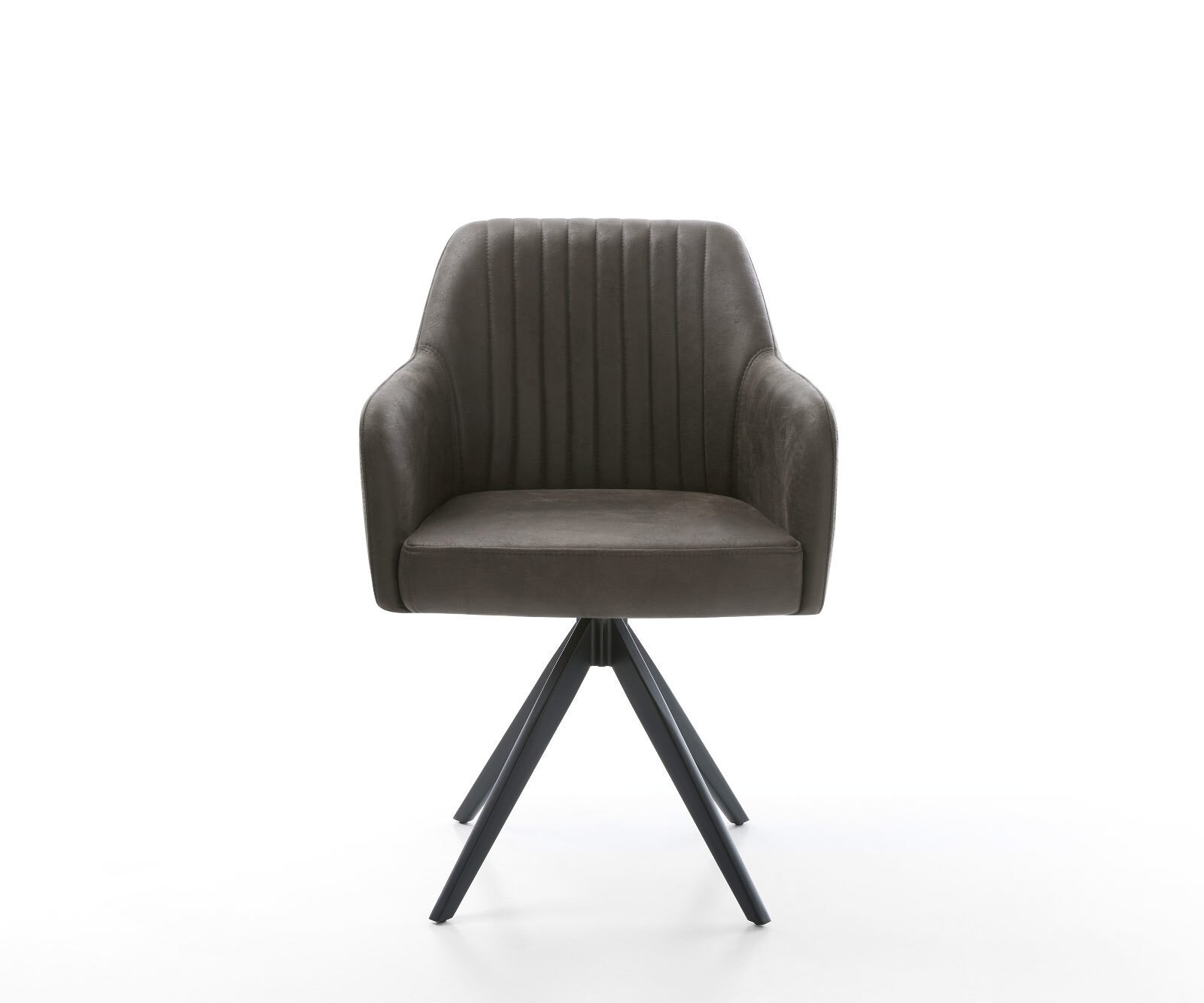 Chaise-de-salle-à-manger Greg-Flex microvelours anthracite vintage pied croisé angulaire noir ressorts ensachés 1