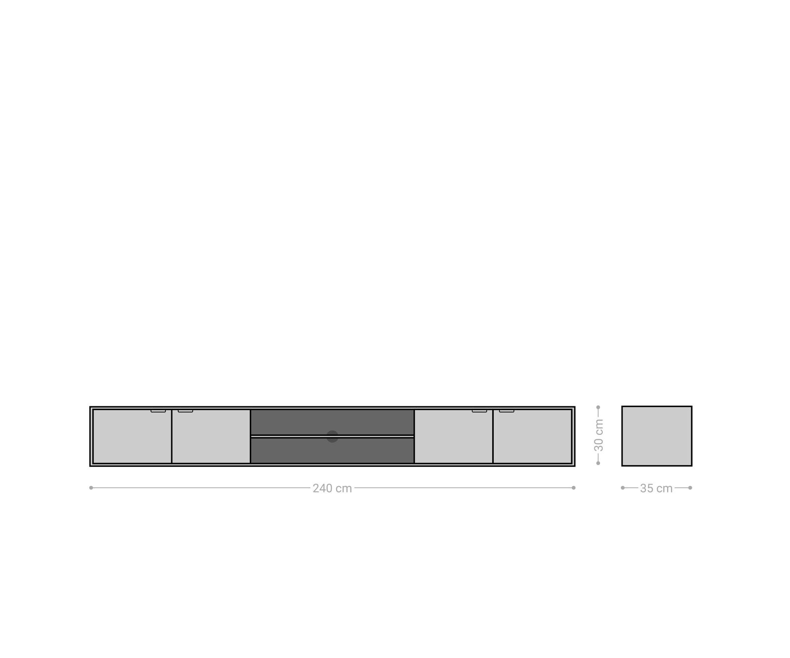 Meuble-TV Teele 240 cm acacia naturel Schiste 4 portes flottantes 7