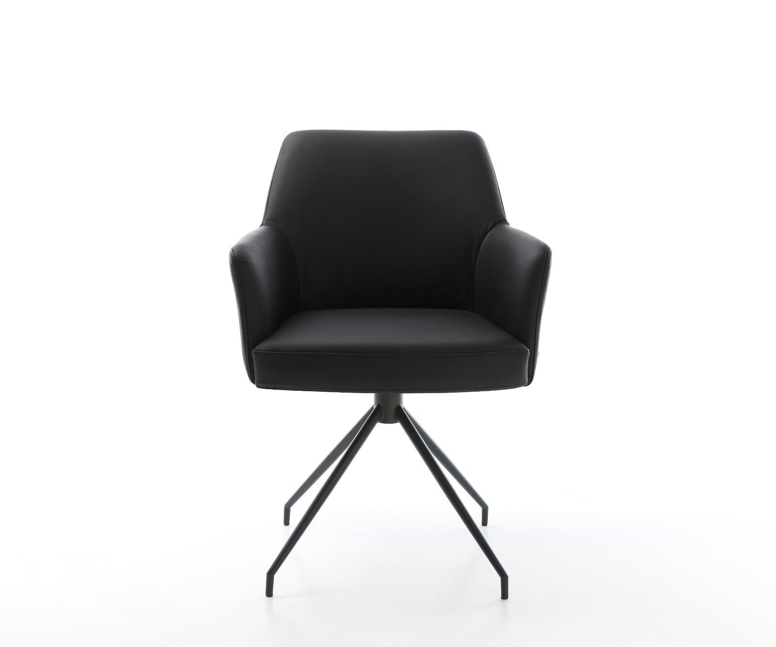 Chaise-pivotante Xana-Flex avec accoudoirs cuir de vache noir pied croisé conique noir pivotement sur 180° ressorts ensachés 1