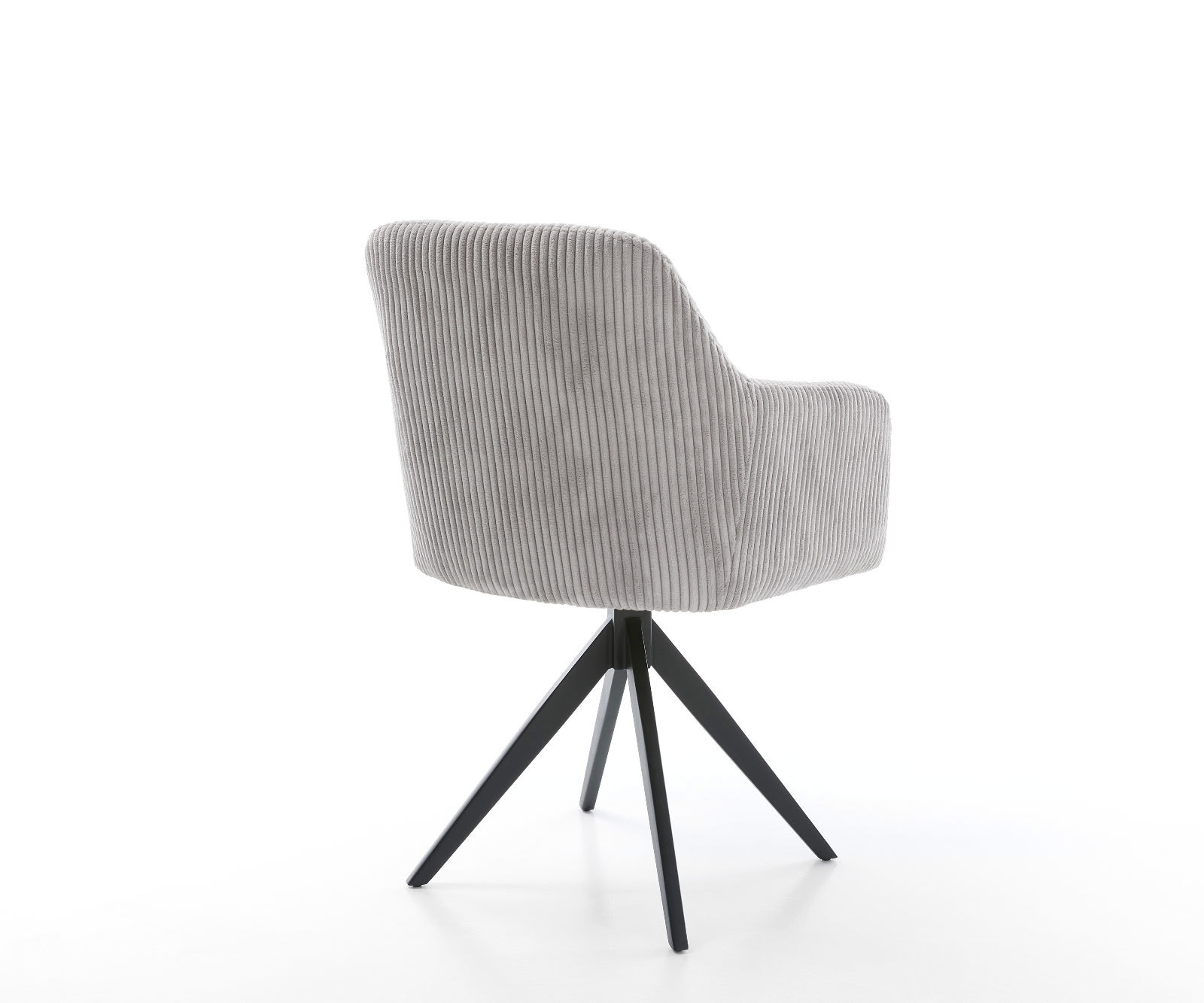 Chaise-de-salle-à-manger Greg-Flex côtelé gris argenté pied croisé angulaire noir ressorts ensachés 4 Chaise-de-salle-à-manger Greg-Flex côtelé gris argenté pied croisé angulaire noir ressorts ensachés 4