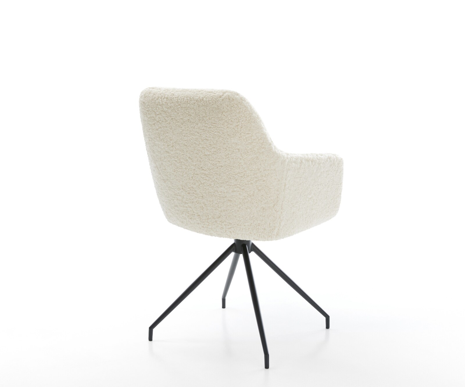 Chaise-de-salle-à-manger Pejo-Flex tissu teddy beige pied croisé conique noir resorts ensachés 5