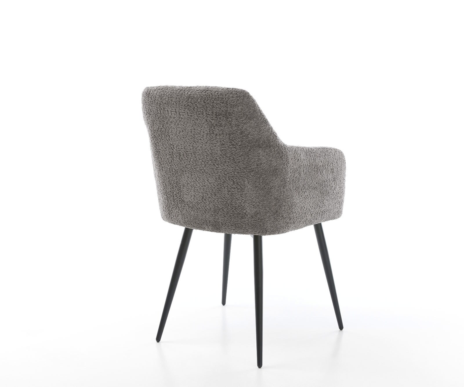 Chaise-de-salle-à-manger Greg-Flex bouclé gris 4 pieds coniques noir ressorts ensachés 4 Chaise-de-salle-à-manger Greg-Flex bouclé gris 4 pieds coniques noir ressorts ensachés 4