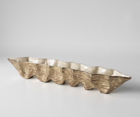 Coupe décorative Riffa l100 x P19 x H15 cm Aluminium Champagner Ivory Faite main