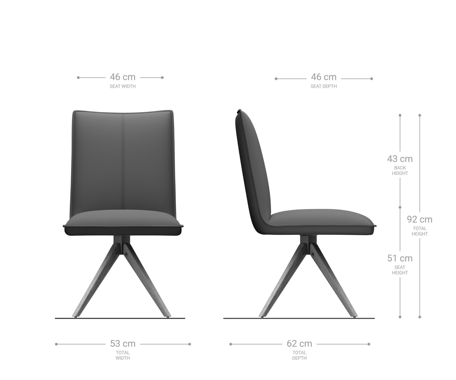 Chaise-de-salle-à-manger Lelio-Flex cuir de vache noir pied en bois angulaire naturel ressorts ensachés 6
