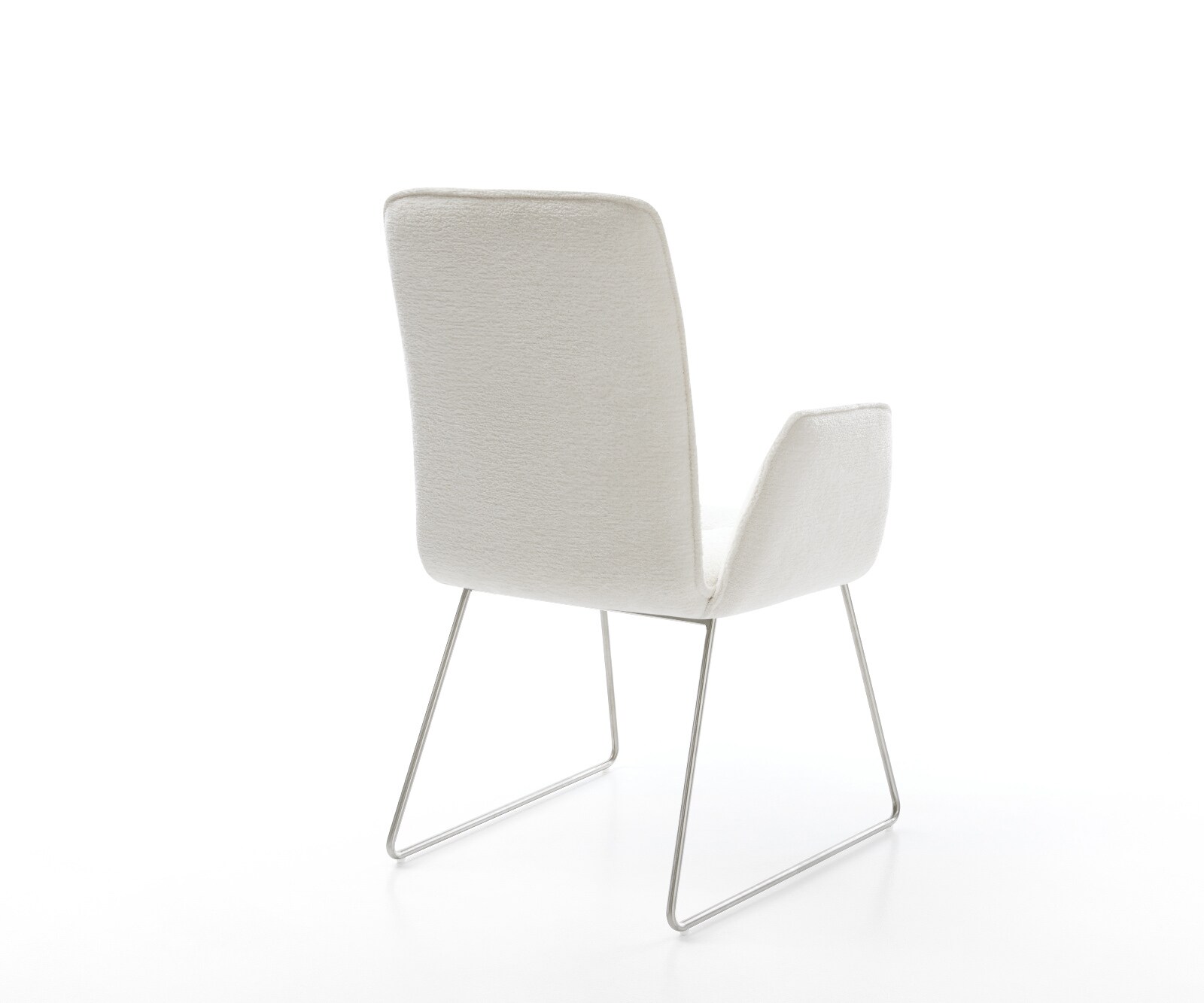 Chaise-de-salle-à-manger Vinja-Flex bouclé doux beige pied trapèze acier inoxydable 5