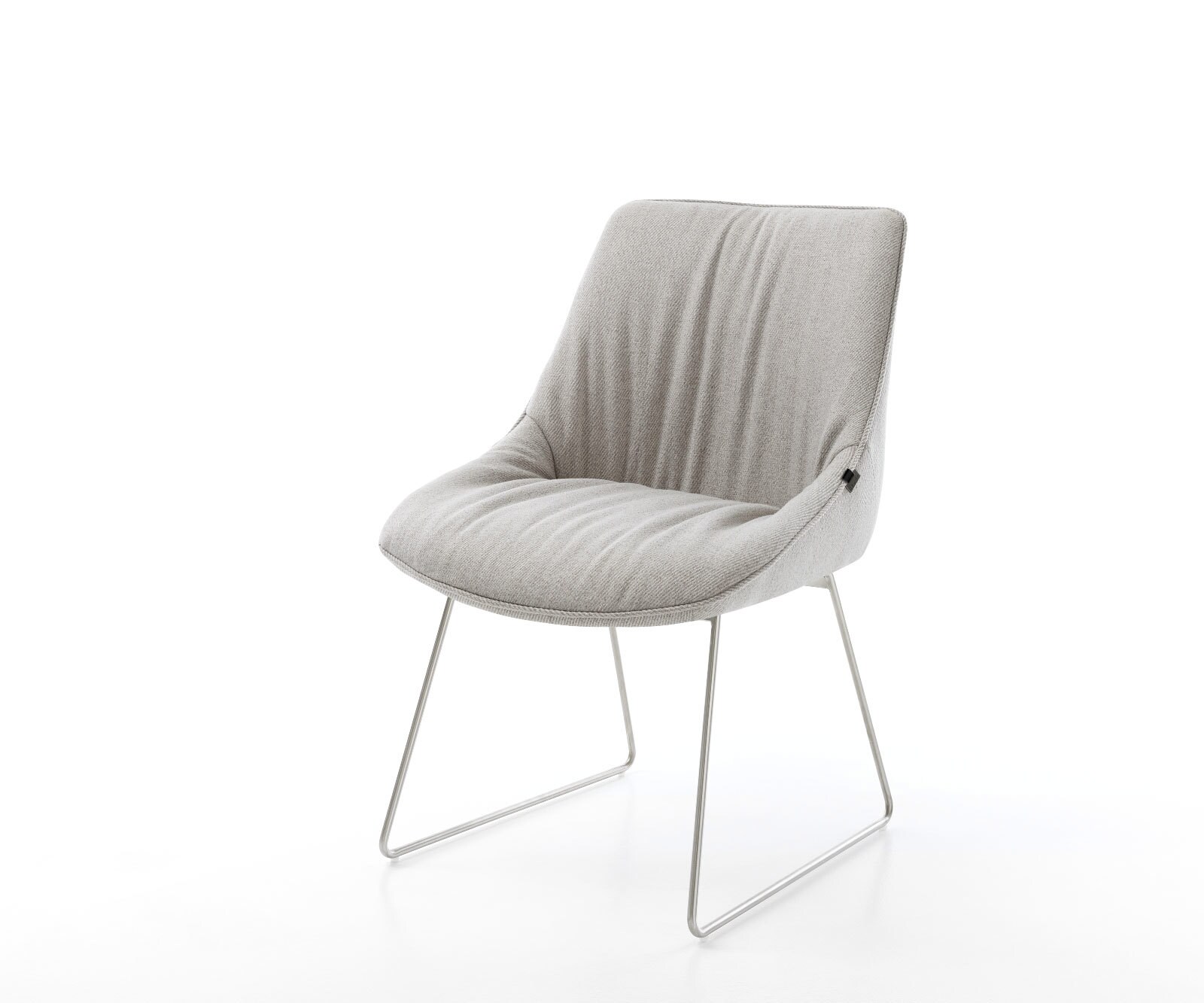 Chaise-de-salle-à-manger Elda-Flex rayures gris clair pied trapèze acier inoxydable brossé
