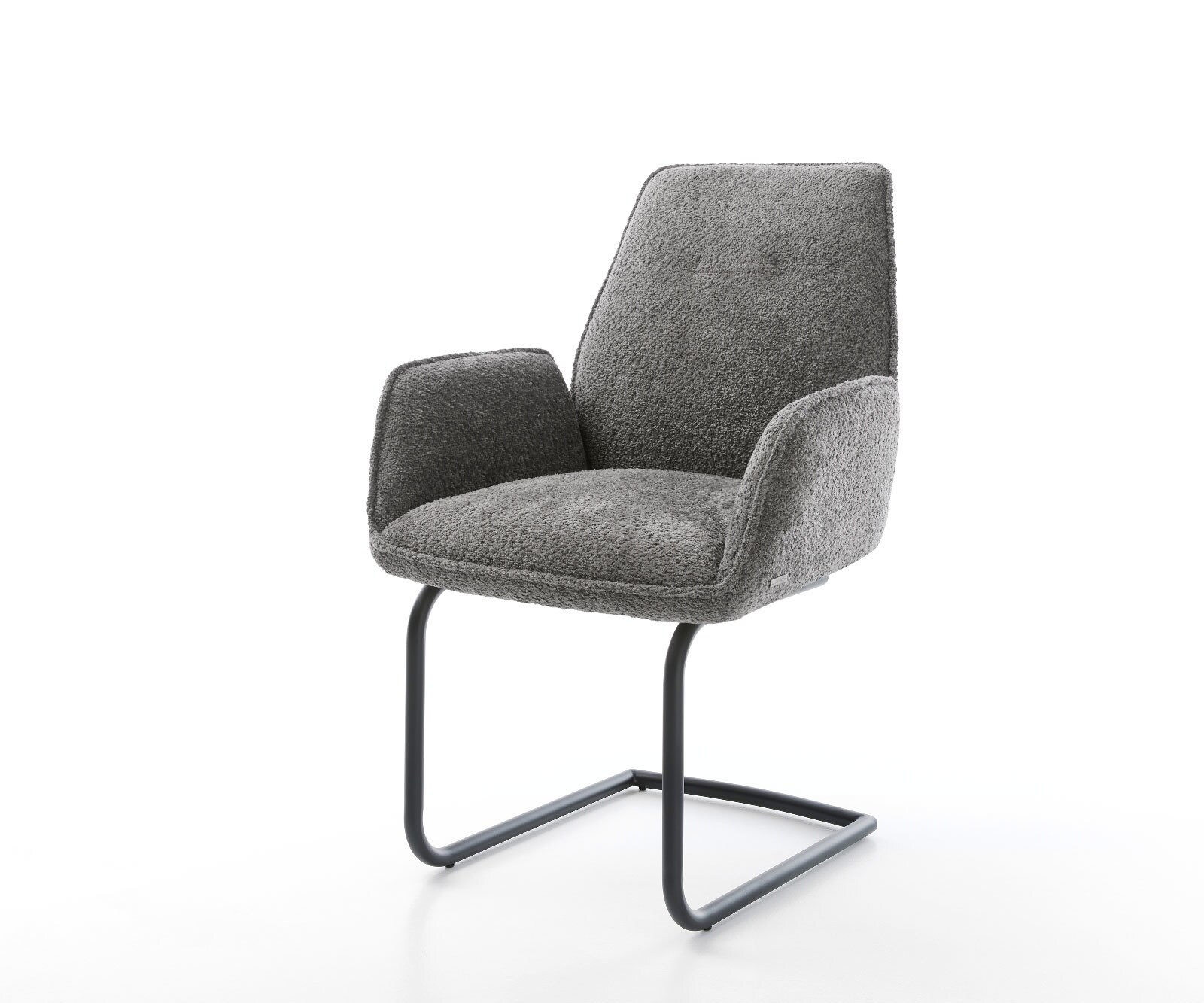 Cantilever Zoa-Flex bouclé gris pied cantilever rond noir ressorts ensachés