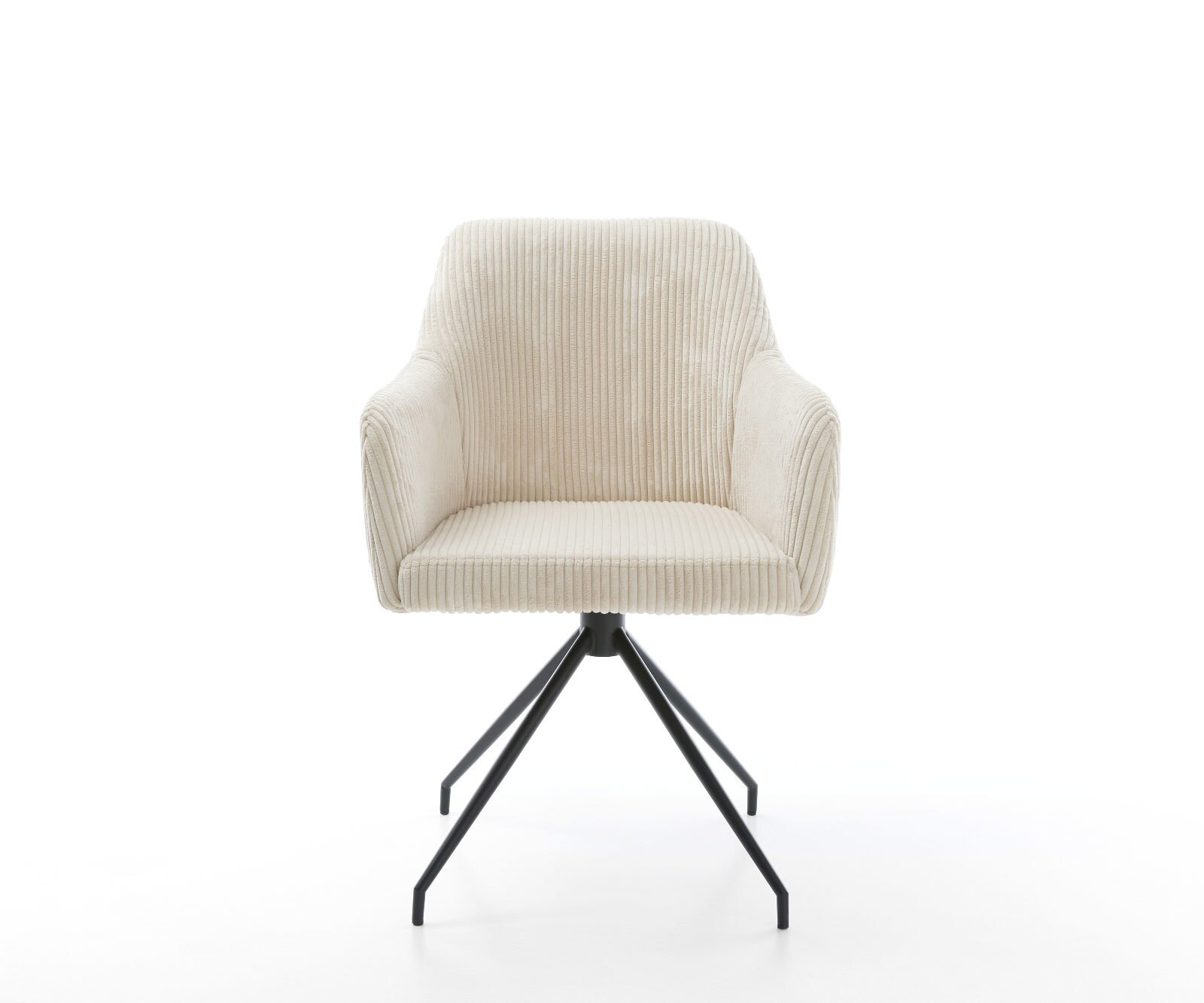 Chaise-de-salle-à-manger Greg-Flex côtelé beige vintage pied croisé conique noir ressorts ensachés 1