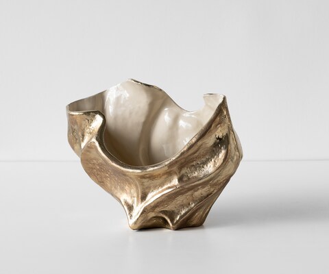 Coupe décorative Valena l39 x P17 x H29 cm Aluminium Champagner Ivory Faite main