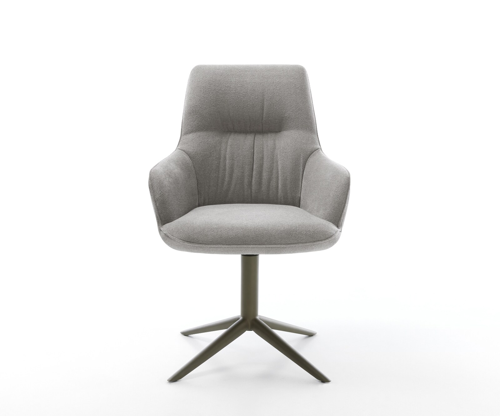 Chaise-pivotante Zelia-Flex avec accoudoirs tissu structuré doux gris pied de chaise 4 branches aspect titane pivotement sur 360° fonction bascule ressorts ensachés 1