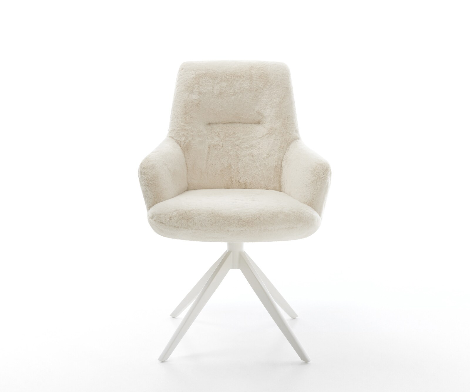 Chaise-pivotante Zelia-Flex avec accoudoirs peluche crème-blanc pied croisé large blanc pivotement sur 360° fonction bascule resorts ensachés 1