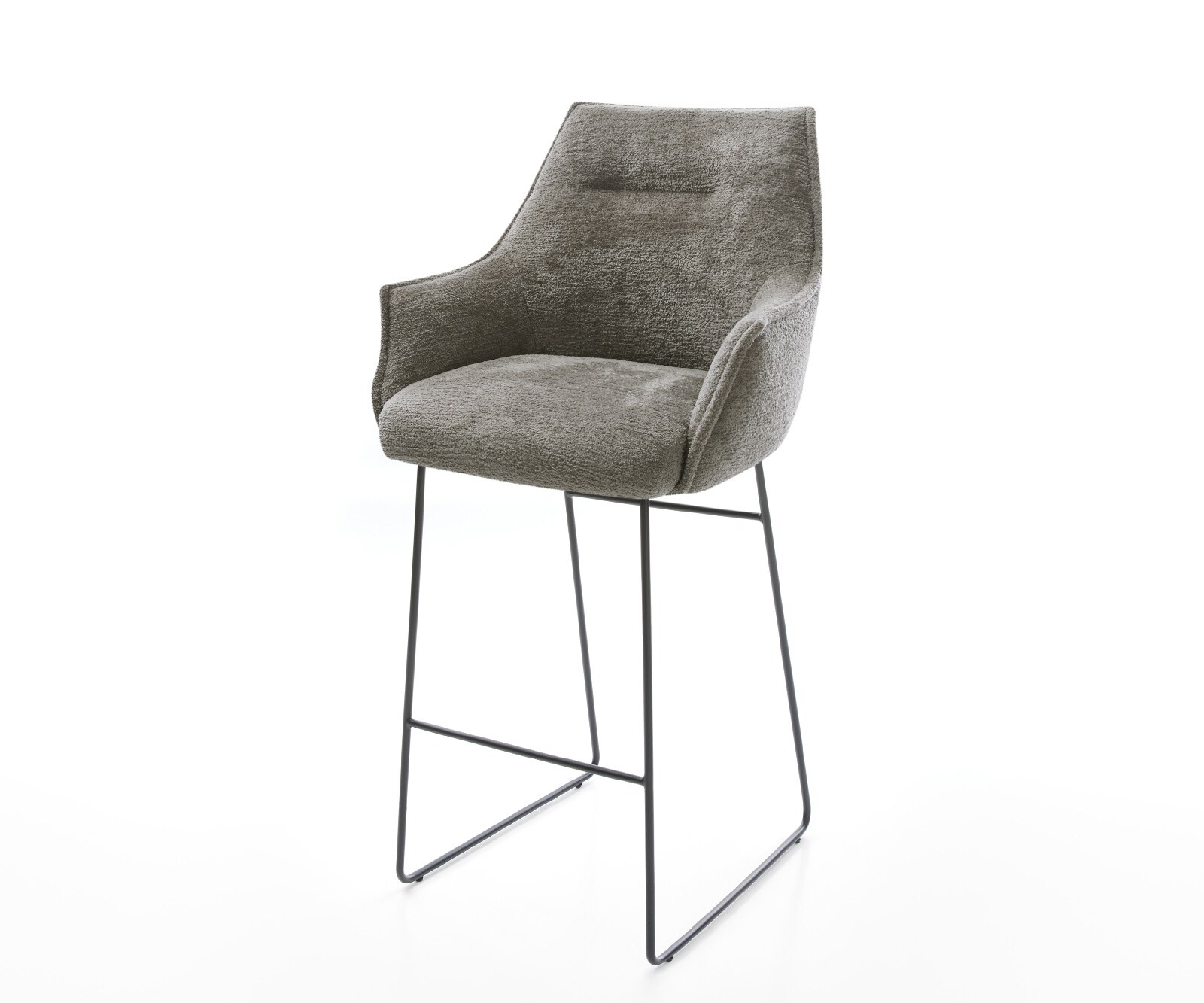 Chaise-de-bar Alja-Flex Bouclé doux Boue Pied trapèze noir Noir Ressort ensaché