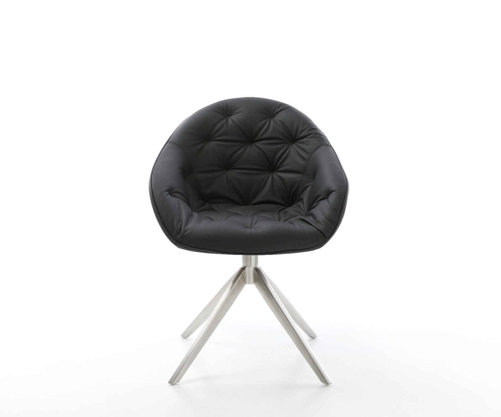 Chaise-pivotante Gaio-Flex cuir de vache noir pied croisé large acier inoxydable brossé pivotement sur 360° fonction bascule 1