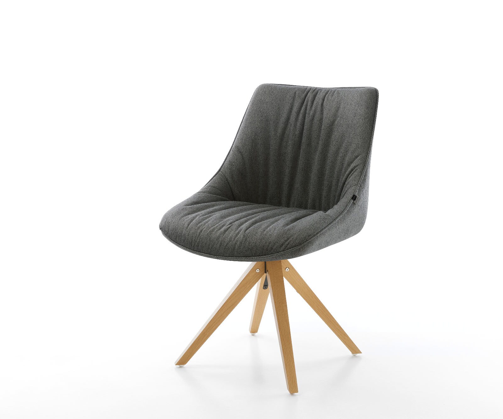 Chaise-pivotante Elda-Flex tissu texturé anthracite pied en bois angulaire naturel pivotement sur 180°