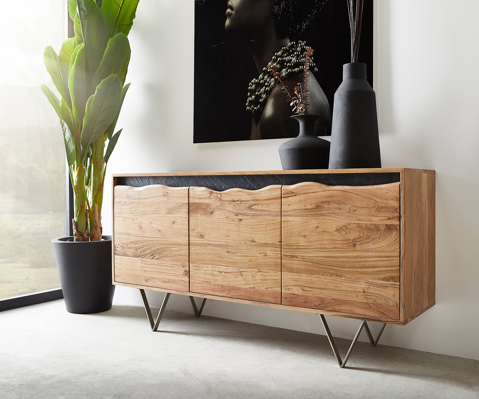 Buffet Stonegrace acacia nature bord d'arbre Buffet Stonegrace acacia nature bord d'arbre