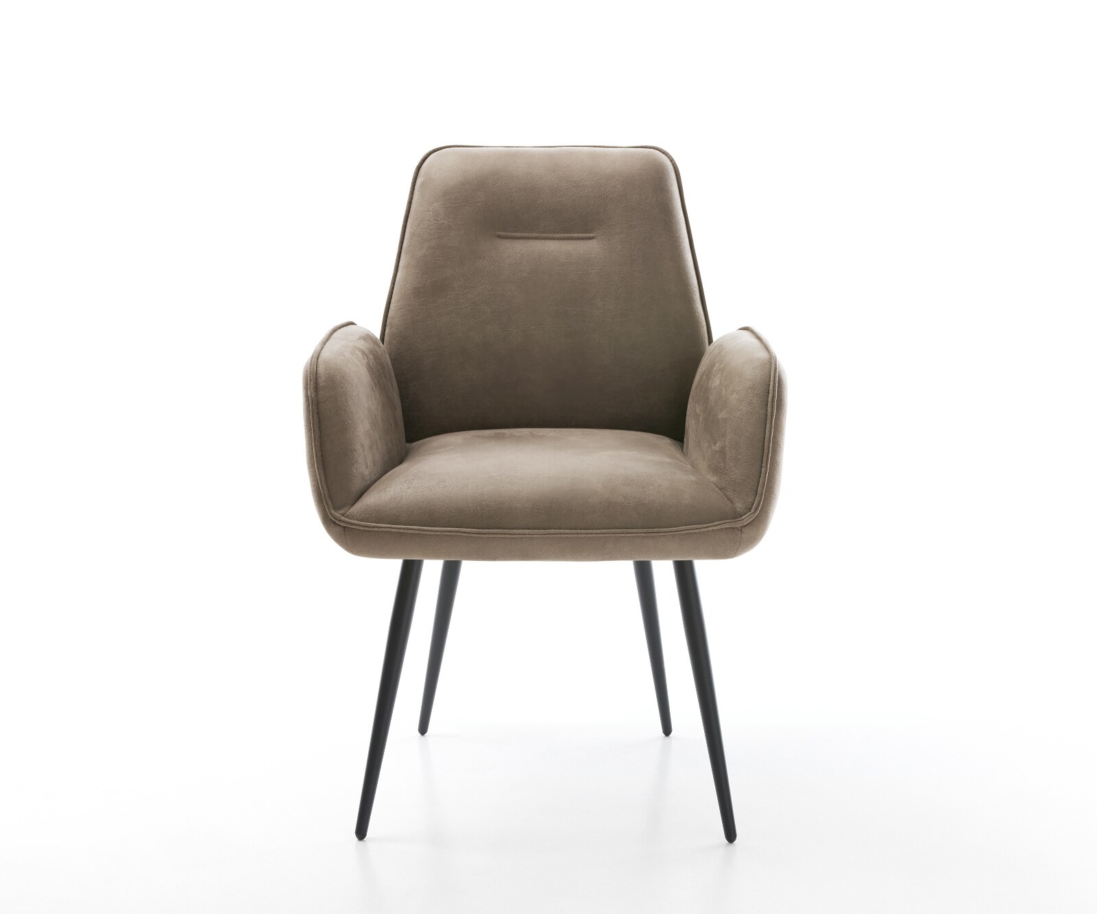 Chaise-de-salle-à-manger Zoa-Flex microvelours taupe vintage 4 pieds coniques noir ressorts ensachés 2
