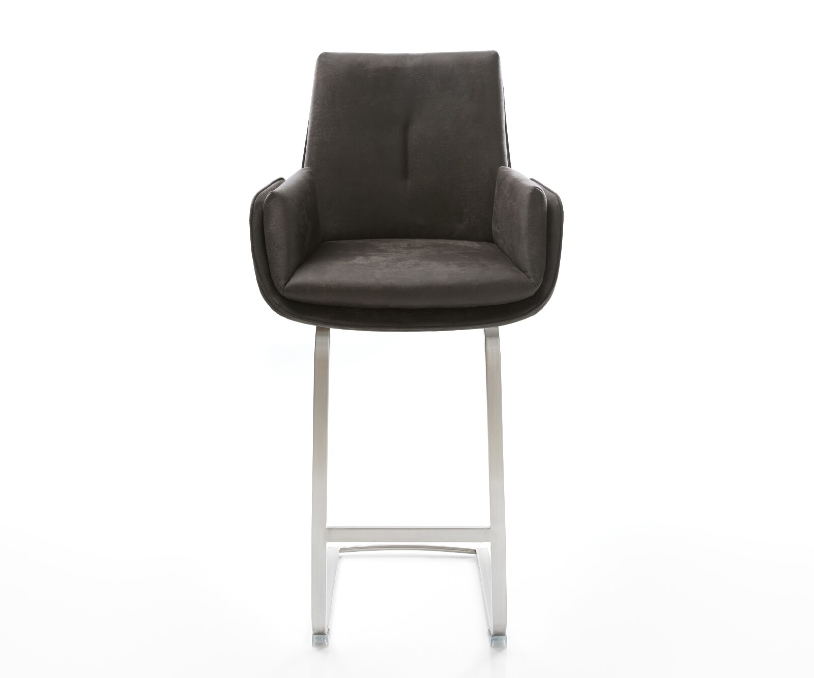 Chaise-de-bar Clea-Flex Microfibre Anthracite vintage Pied cantilever acier inoxydable Argent 2