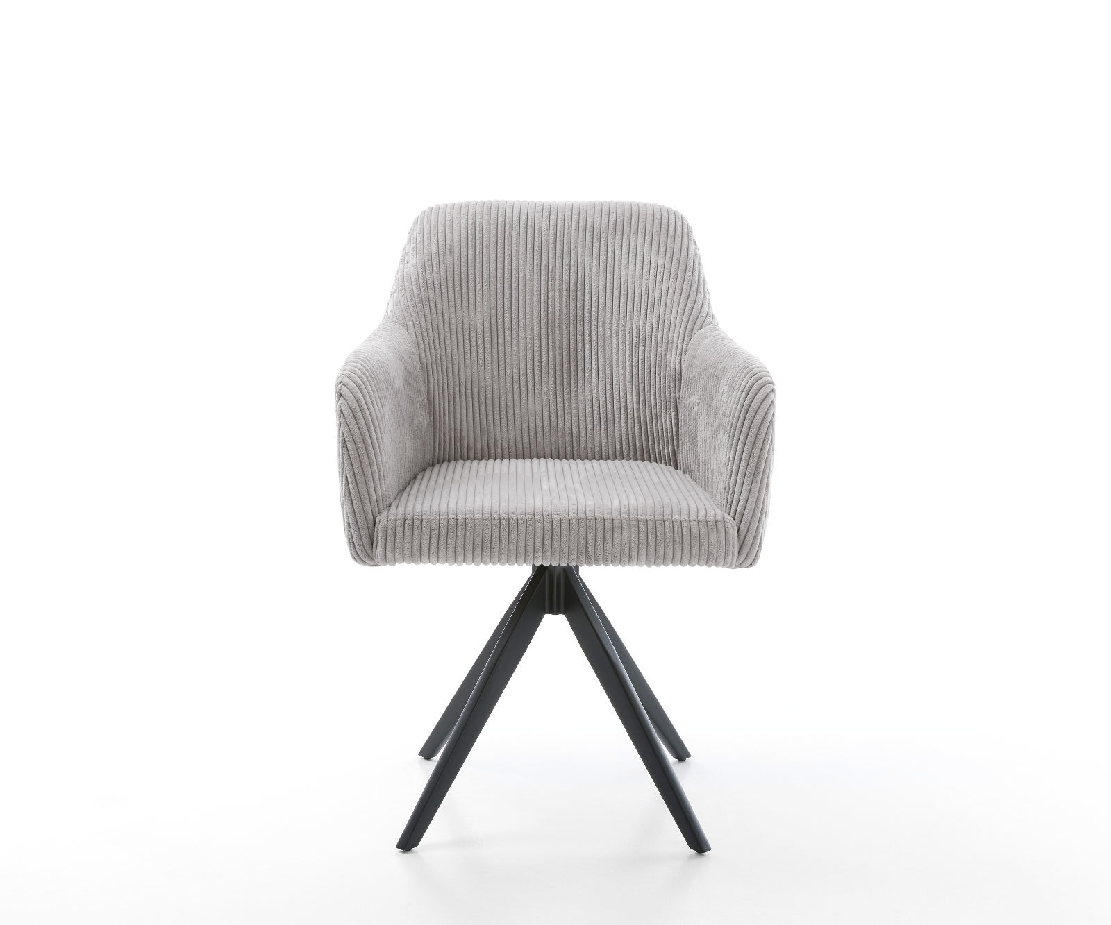 Chaise-de-salle-à-manger Greg-Flex côtelé gris argenté pied croisé angulaire noir ressorts ensachés 1 Chaise-de-salle-à-manger Greg-Flex côtelé gris argenté pied croisé angulaire noir ressorts ensachés 1