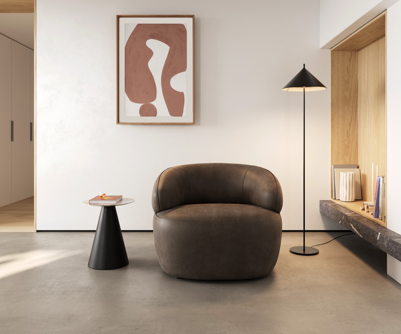 Fauteuil-lounge Nova 88x88 cm microfibre taupe vintage 1 Fauteuil-lounge Nova 88x88 cm microfibre taupe vintage 1