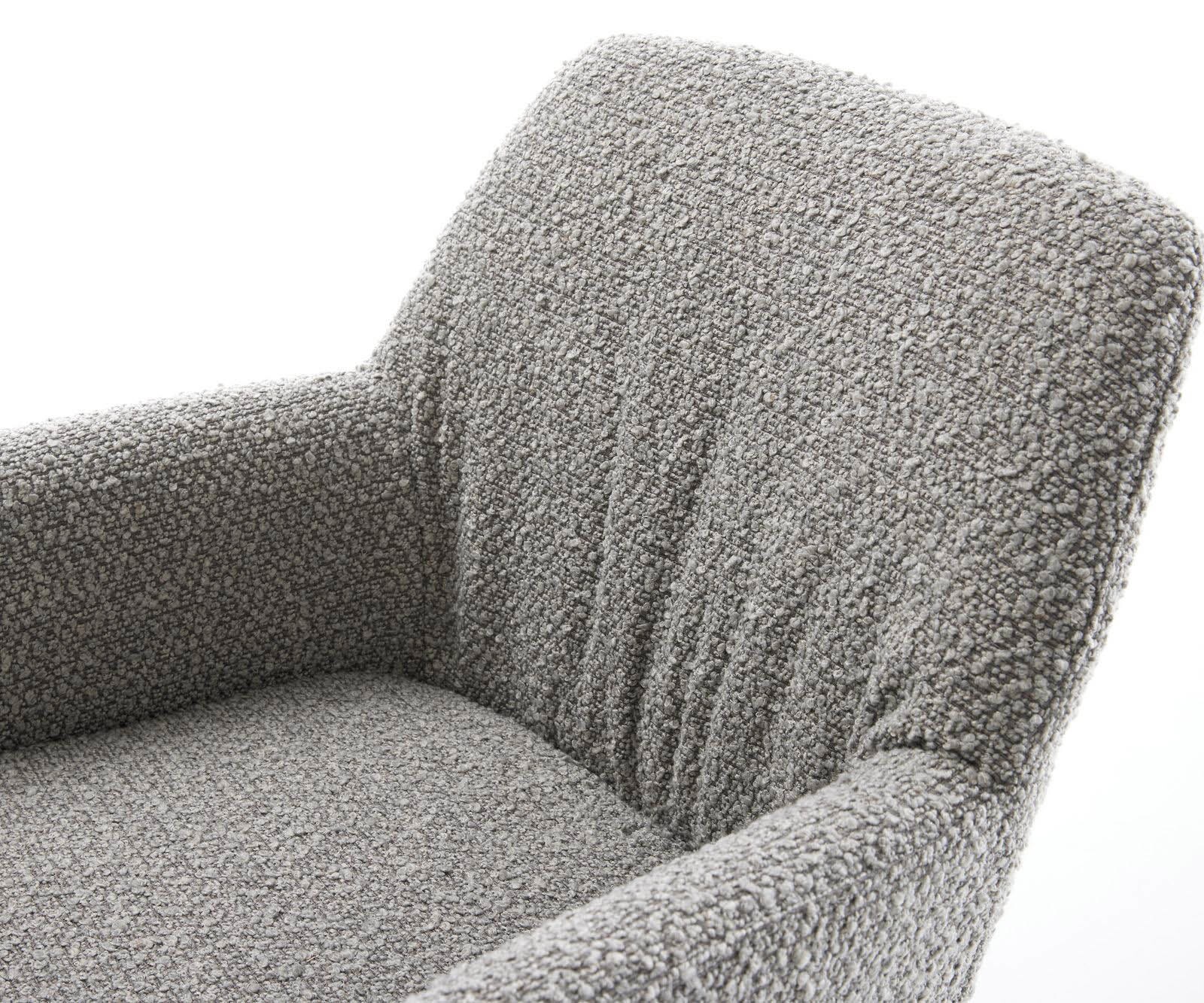 Chaise-pivotante Xana-Flex avec accoudoirs bouclé gris argenté pied croisé large aspect titane pivotement sur 360° ressorts ensachés 3